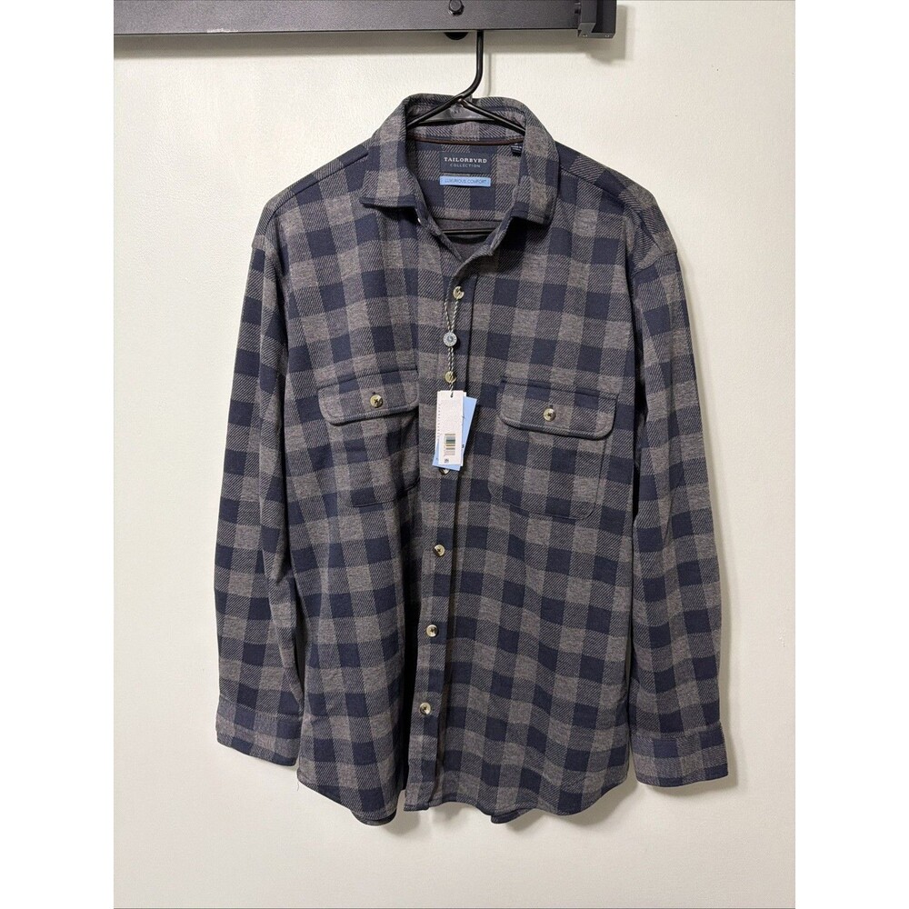 Tailorbyrd Luxurious Comfort Shirt Medium Button Down Cozy charcoal heather NWT